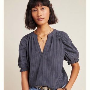 Anthropologie Rafia Plisse Top Size XL